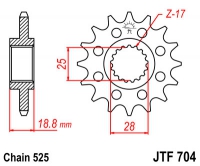 Звезда передняя JT SPROCKETS JTF704 16 зубьев