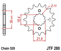 Звезда передняя JT SPROCKETS JTF280