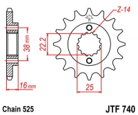 Звезда передняя JT SPROCKETS JTF740 16 зубьев