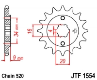 Звезда передняя JT SPROCKETS JTF1554 14 зубьев