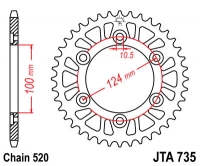 Звезда задняя JT SPROCKETS JTA735 38 зубьев