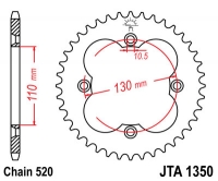 Звезда задняя JT SPROCKETS JTA1350 38 зубьев