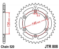 Звезда задняя JT SPROCKETS JTR808 43 зуба
